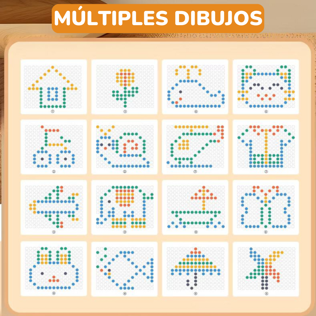 Prancheta Creativa con Pinos Magnéticos - Formas Infinitas y Aprendizaje